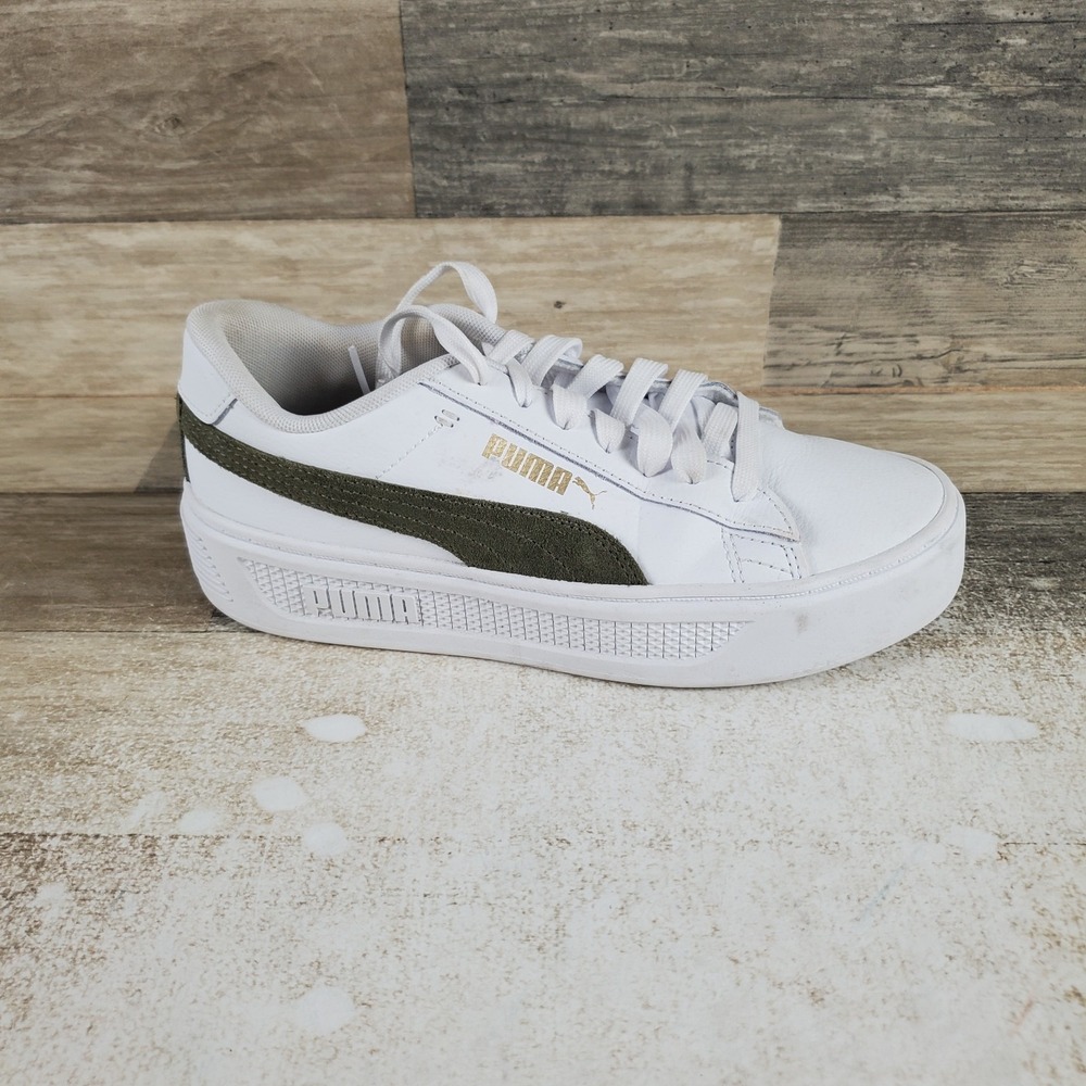 Puma Smash 3.0 Mono Twist Womens Shoes Sz 7 Athletic White Black Lace Up Sneaker